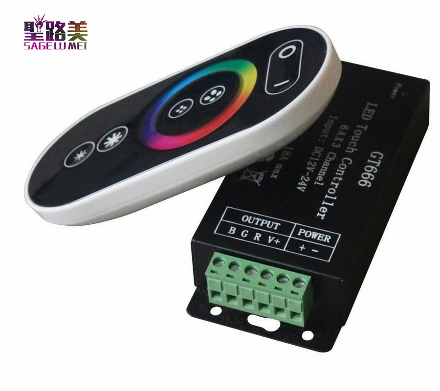 DC12V-24V 6Ax3channel 18A RF Wireless Touch RGB controller GT666 Touch Panel RGB led controller dimmer for led strip light tape