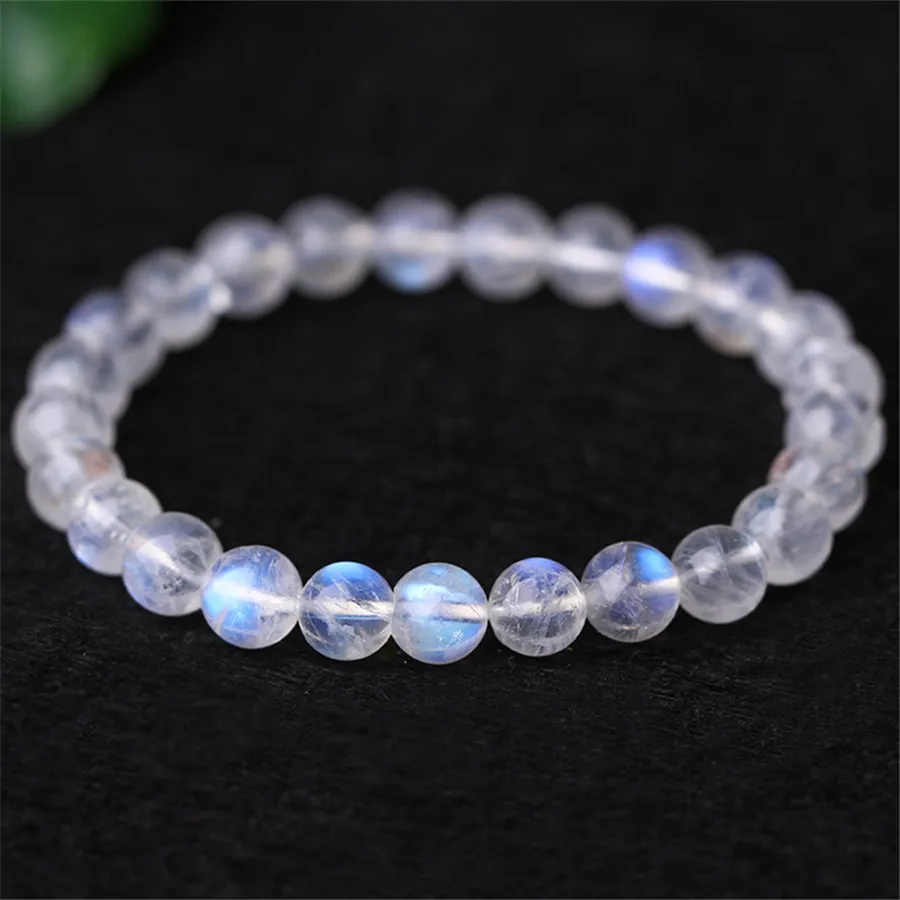 Natural Moonstone Blue Light Bracelet For Women Stretch Blue Moonstone Crystal Round Bead Bracelet 7mm 8mm 9mm 10mm AAAAA