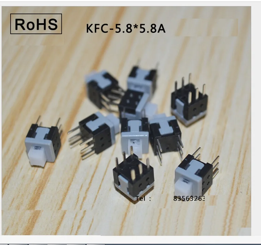 

100pcs 6 Pins 30V 0.1A Self-locking Small Push Button Switch Pressure Switch Latching Switch KFC-5.8 X 5.8A CE RoHs