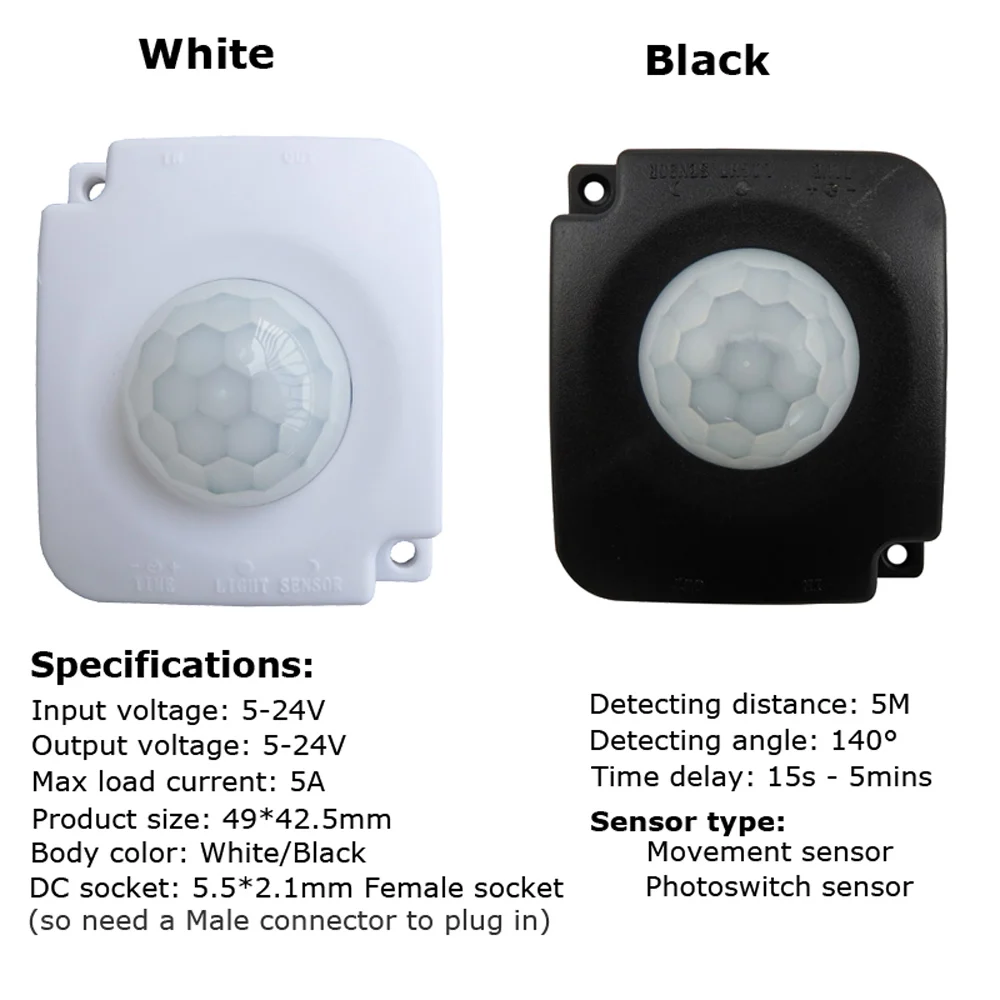 LED Movement Sensor Motion Light Switch 12V 24V 5V Motion Sensor Automatic Infrared Timer Detector PIR Switch 12V Photoswitch