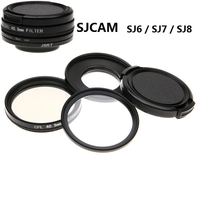 Nowe akcesoria SJCAM 40.5mm filtr CPL + filtr UV Slin + osłona obiektywu dla SJ6 Legend/SJ7 Star/SJ8 pro/kamera akcji powietrza osłona obiektywu