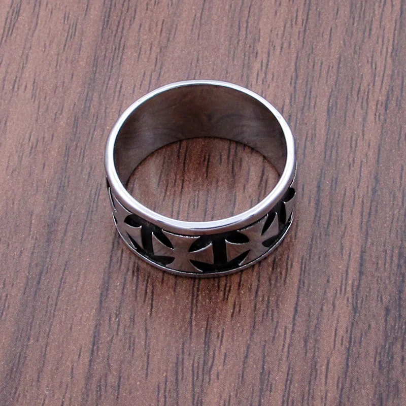 Gothic German Army Iron Cross Ring Stainless Steel Jewelry Punk Motor Biker Men Vintage Rings