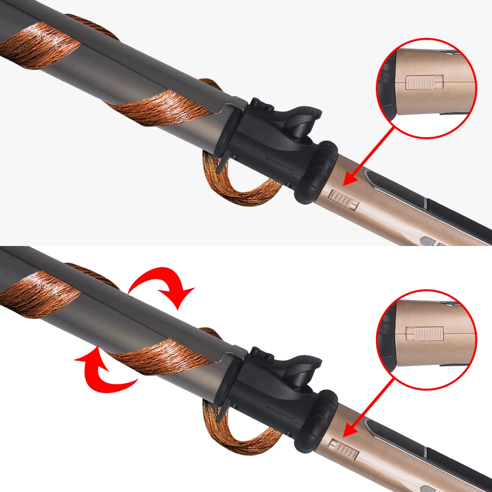 Diameter Maat Stijlen Professionele Nano Titanium Haarkruller met LED Digitale Zwart + Goud Kleur Automatische Roterende Krultang