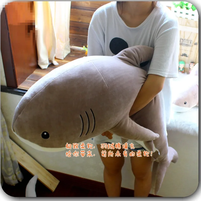 Dorimytrader New Lovely Simulation Animal Shark Plush Toy Soft Fluffy Cotton Sharks Doll Pillow for Kids Lover Gift 47inch 120cm