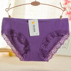 New Arrivals Fresh Modal Mid-Rise Elasticity Candy Color Women Lace Briefs Underwear Lady Underpants Knickers Panty XL Accessory