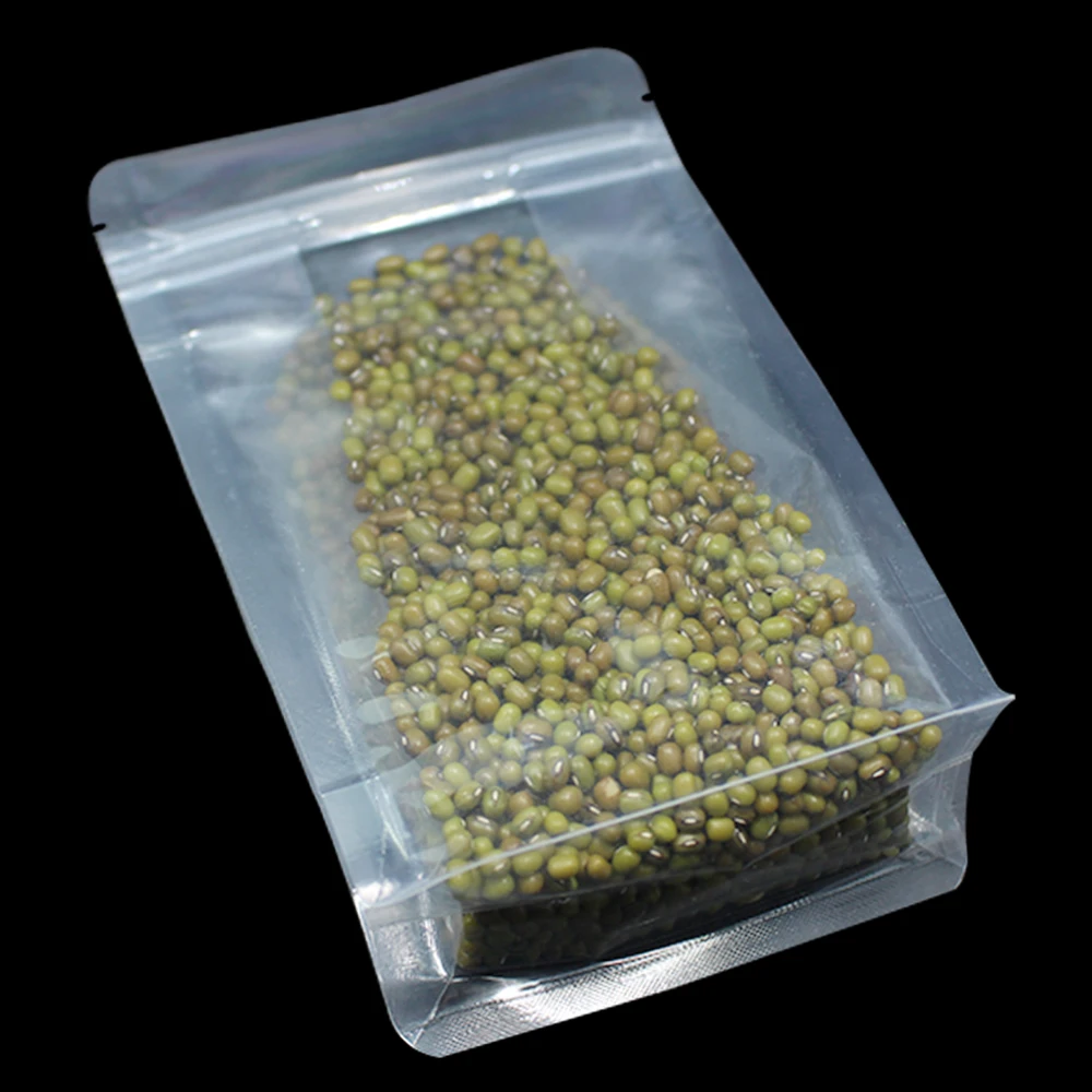 

12*22+5cm Stand Up Plastic Side Gusset Bag Self Seal Ziplock Doypack Pouch Zipper Clear Bags Food Storage Candy Coffee Sugar