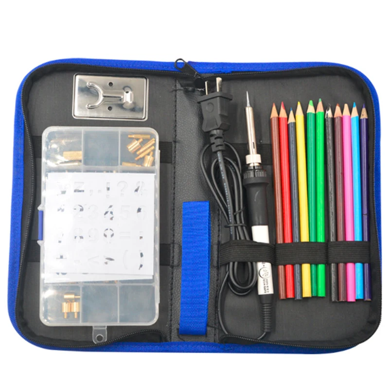 60W Soldering Iron 71PC/Set Wood Embossing Burning Kit Adjustable Carving Pyrography Tool Soldering Welding Tip Kit EU UK US