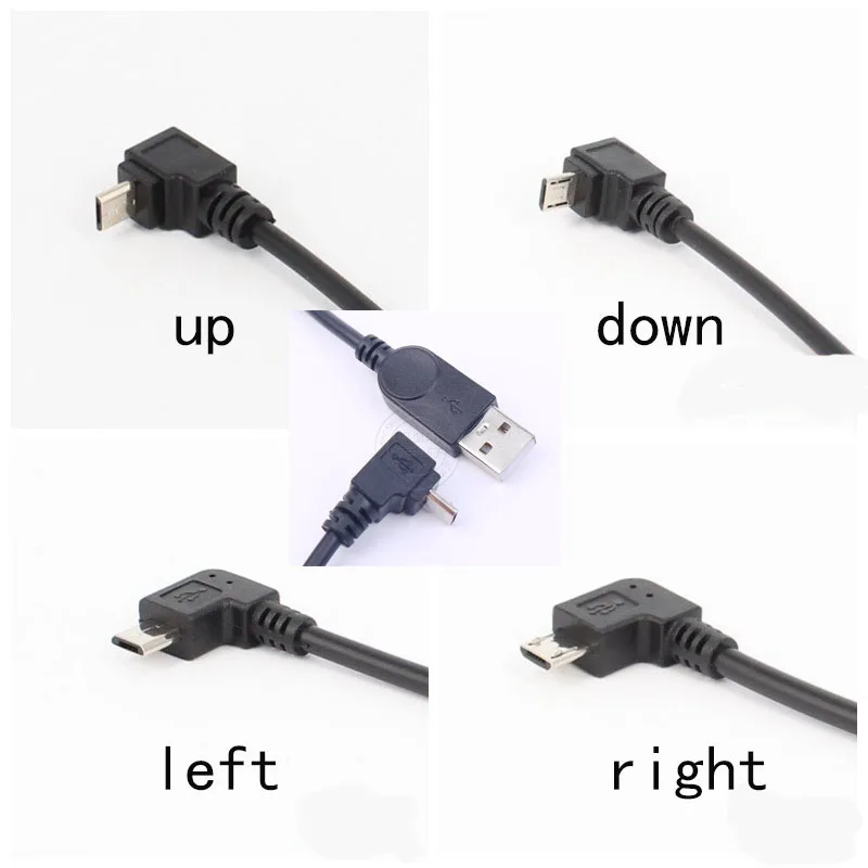 وصلة Micro USB بزاوية 90 درجة مع وصلة USB بقدرة 2.0 أمبير ونظام تشغيل Android لشحن البيانات والهواتف المحمولة