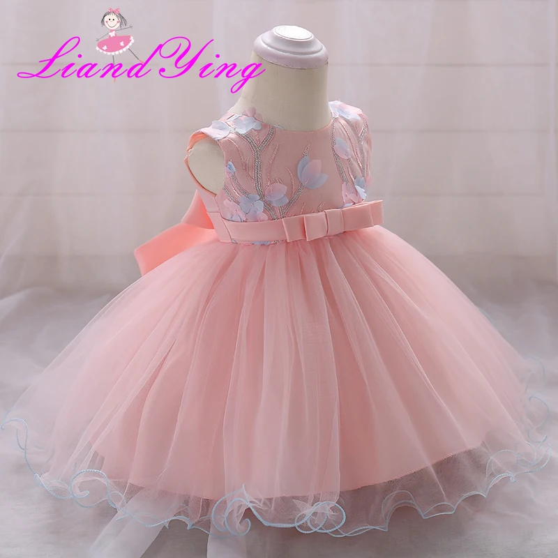 زهرة طفلة 1 سنة عيد ميلاد حزب اللباس الاطفال الملابس فتاة الرضع حزب الطفل المعمودية التعميد أثواب اللباس #3