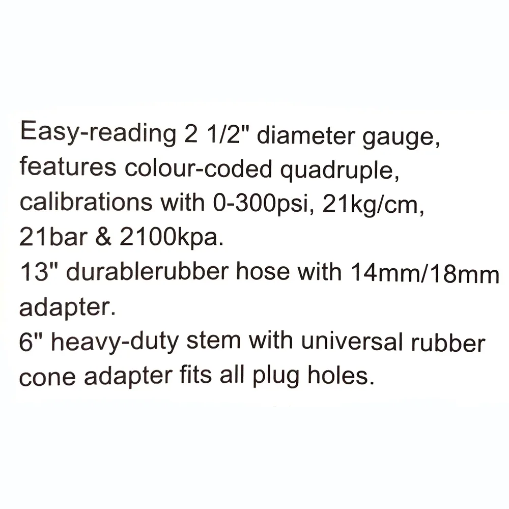 0-300Psi 21kg/cm 21bar 2100kpa Petrol Engine Compression Tester Set Easy-Reading 1/2\