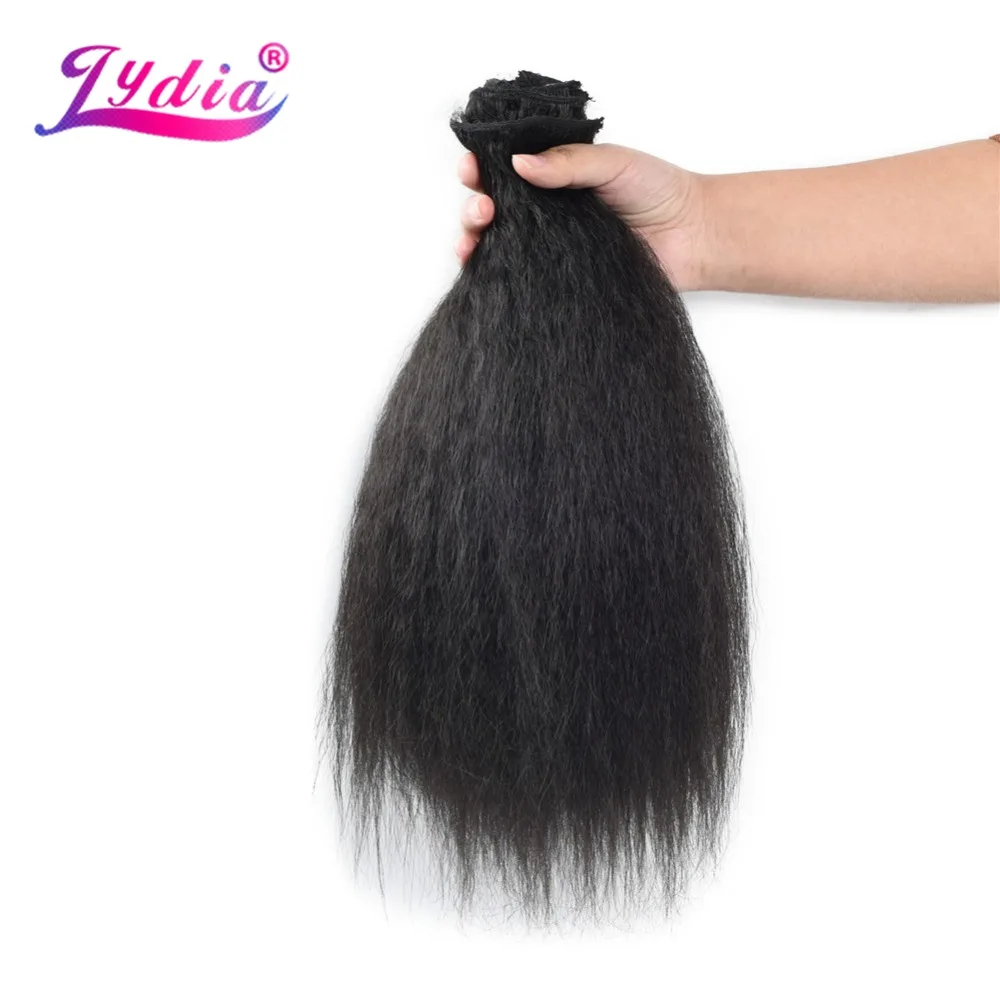 Lydia 8 Stks/set 18 Clips In Haar Haarstukken 16-20 Inch Kinky Straight Lange Synthetische Hittebestendige Hair Extensions bundels