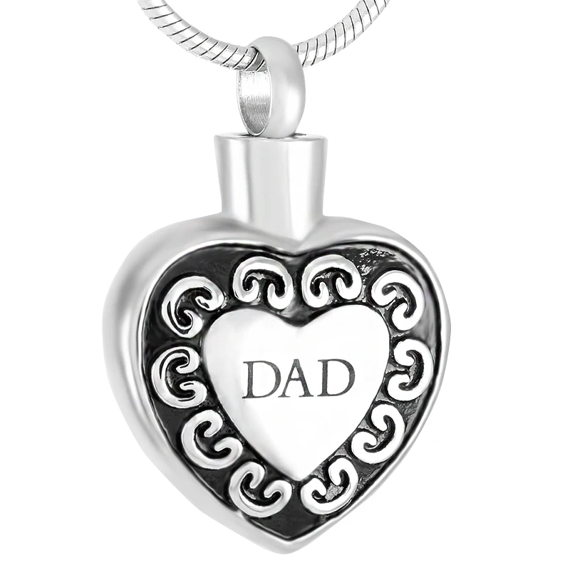 

IJD8474 "Dad and Mom" stainless steel Silver cremation pendant jewelry for ashes memorial urn keepsake holder jewelry