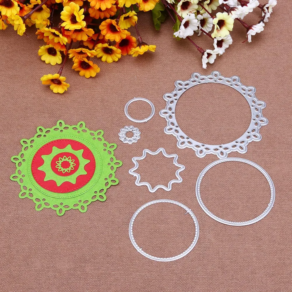 

6 PCS/Sets Circle Frame Metal Cutting Dies For DIY Scrapbooking Photo Album Paper Cards Decorative Crafts Embossing Die Cuts