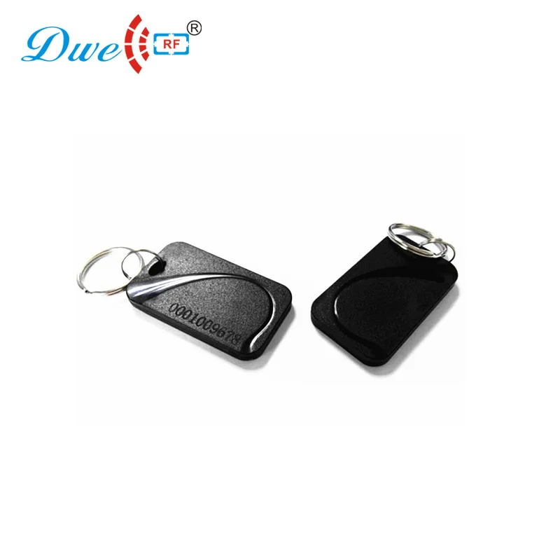 

DWE CC RF access control card RFID 125khz TK4100 EMID black yellow water-proof read only key chains tag