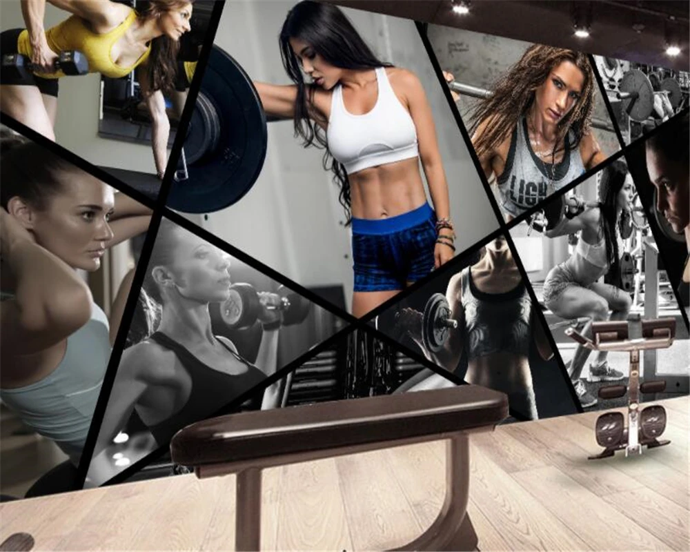 

Customized size Mural High-quality wallpaper mural sexy beauty muscle gym sport background wall wallpaper for walls 3 d