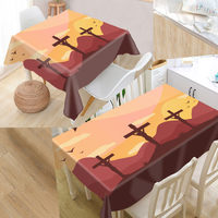 New Arrival Custom Cross Jesus Table Cloth Waterproof Oxford Fabric Rectangular Tablecloth Home Party Tablecloth