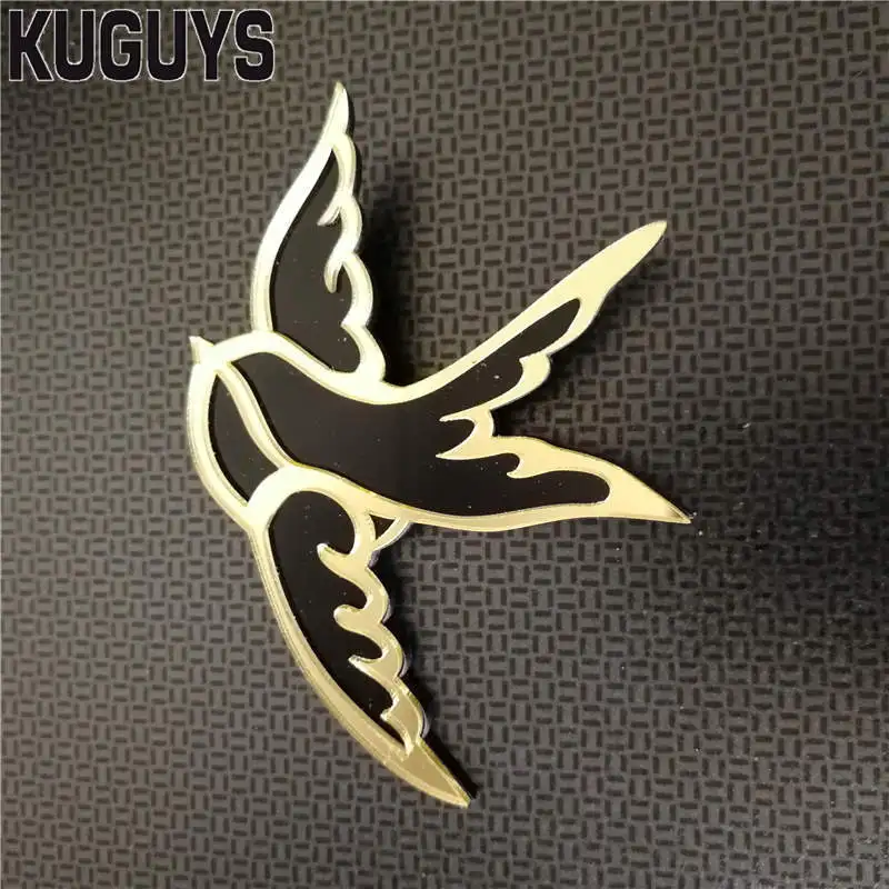 KUGUYS Black Swallow Brooch for Women Girls Boys Kids Animal Badge Pins on Handbag Collar Pocket Jewelry Acrylic Trendy Gift