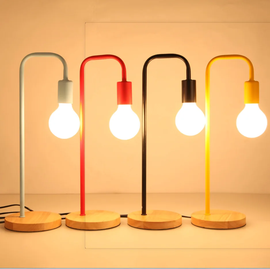 

Mycyk, 5 цветов, деревянная искусственная настольная лампа, освещение для учебы, защита глаз, американская вилка E27, 40 Вт, в нордическом минималистическом стиле, комната dec