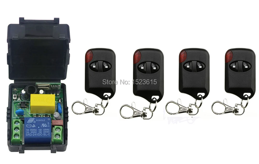 

AC220V 10A 1CH Wireless Remote Control Switch System 1*Receiver + 4 *cat eye Transmitters for Appliances Gate Garage Door