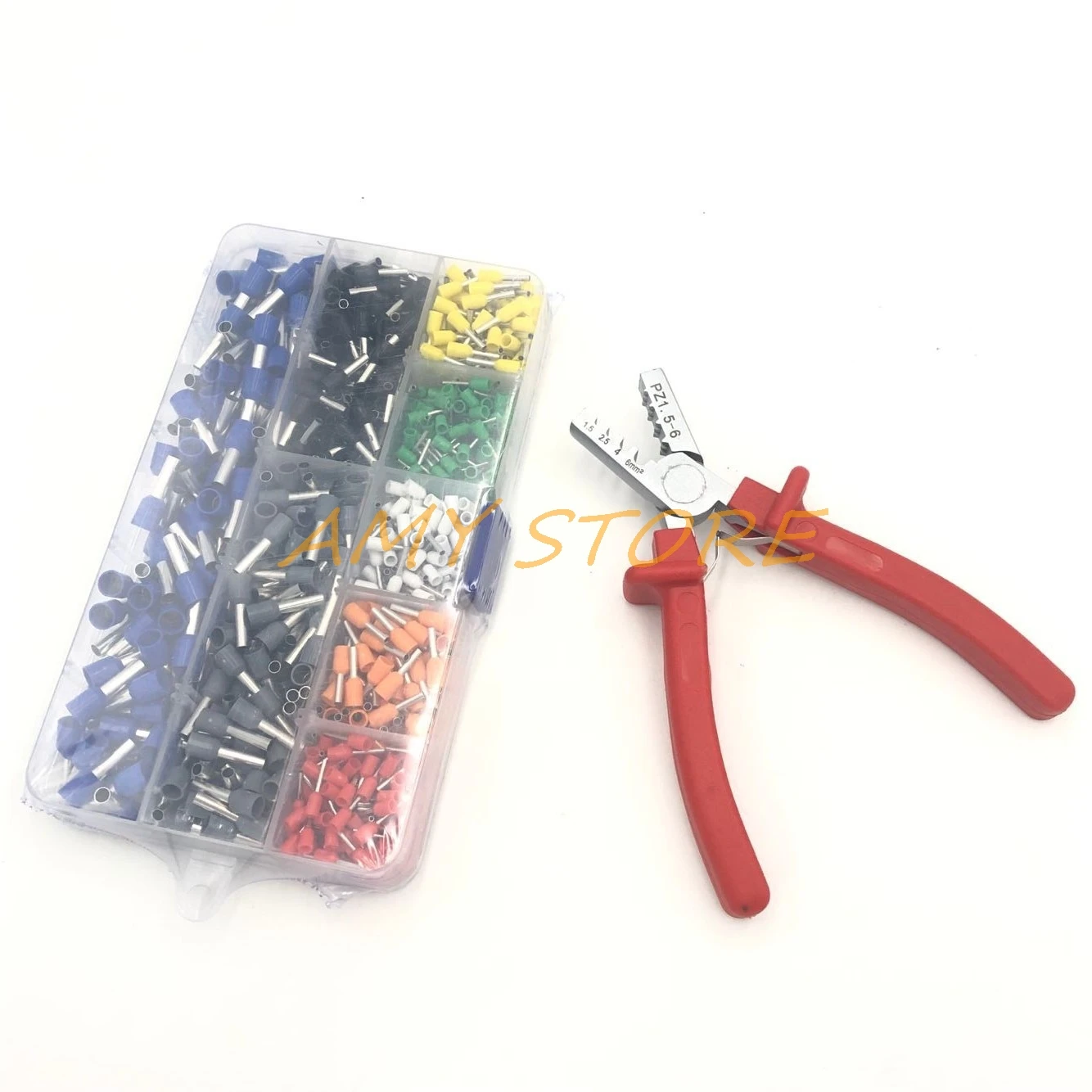 800 PCS AWG10-22 สายแขน E0508/1008/1508 TO 6012 Terminal CONNECTOR W PZ1.5-6 มือ Crimper Crimper Plier CRIMP ชุดเครื่องมือ