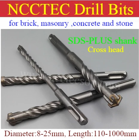 [SDS-PLUS Cross Head] 5 8 10 12.7 14 16 18 20 22 24 25 26 32 mm 4 Cutters alloy carbide wall core drill bits | Hammer hole saw