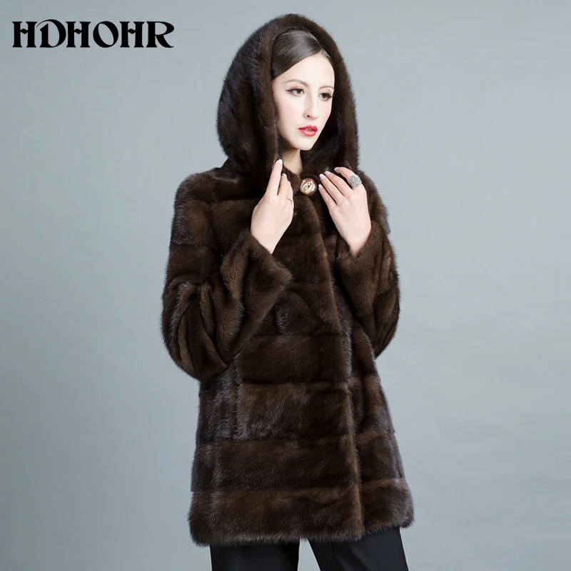 HDHOHR 2024 New Natural Mink Fur Coats Women Thick Warm Winter Commuting-Leisure Good Quality Short Genuine Mink Fur Parkas