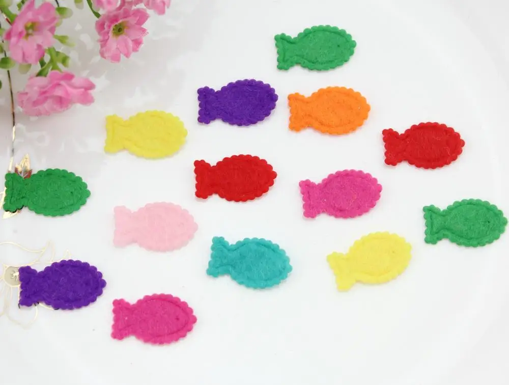 2000pcs rainbow color felt pack die cuts fish shape applique multiple colors wholesale free shipping 23x14mm little fish