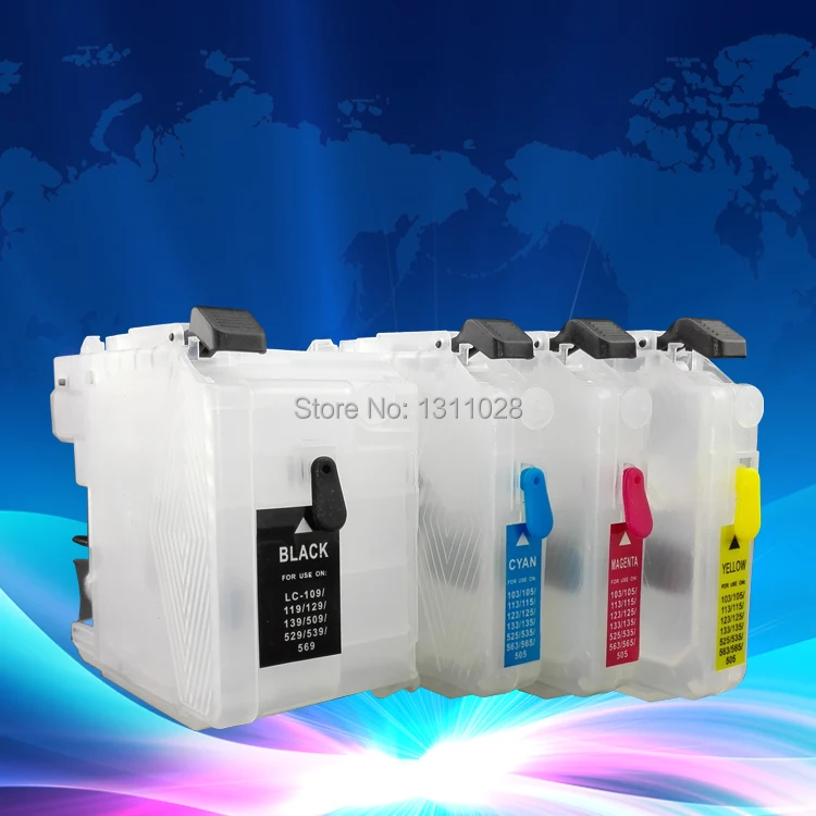 

INK WAY DCP-J100 , DCP-J105 , MFC-J200 refillable cartridges, no need chips used for brother LC539BK/LC535 CMY