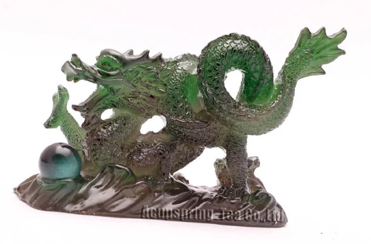 Allochroic Mascot, Green Dragon, Fengshui, Best Gifts, Novel present,arts & Crafts,Ornament will change color, tea pet, S1168D