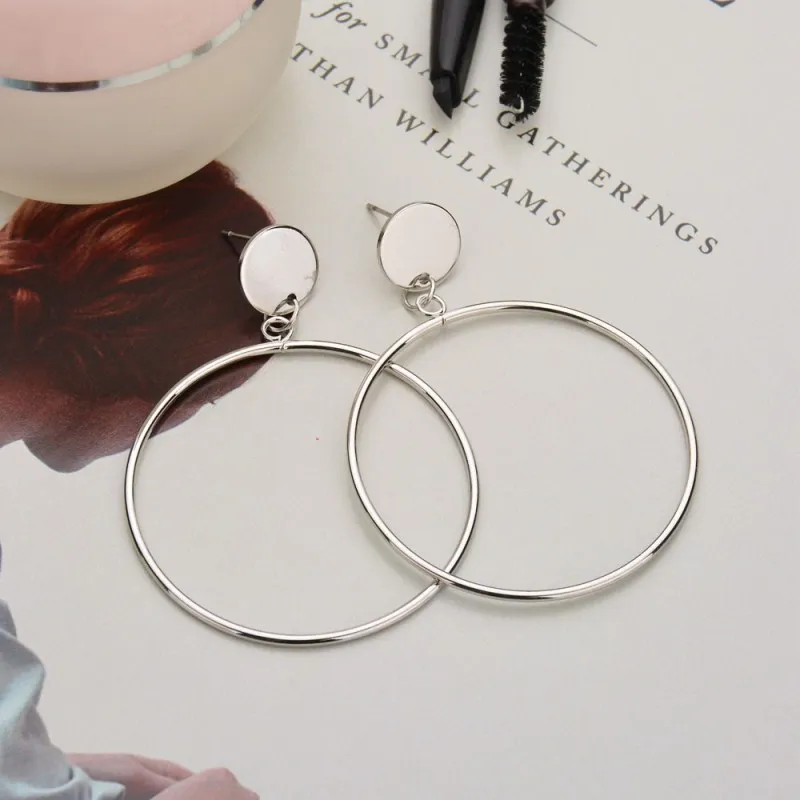 Fashion Exaggerated Big Hollow Round Drop Earrings Geometric Jewelry Statement Earrings for Women Creative Punk Accessories