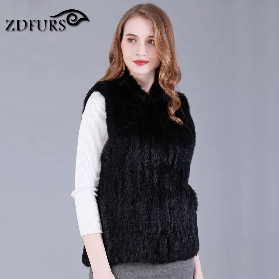 Imagem -03 - Zdfurs Novo Estilo Feito à Mão Malha Pele de Coelho Colete Clássico Wairstcoat Pele Gilet Zdkr165018