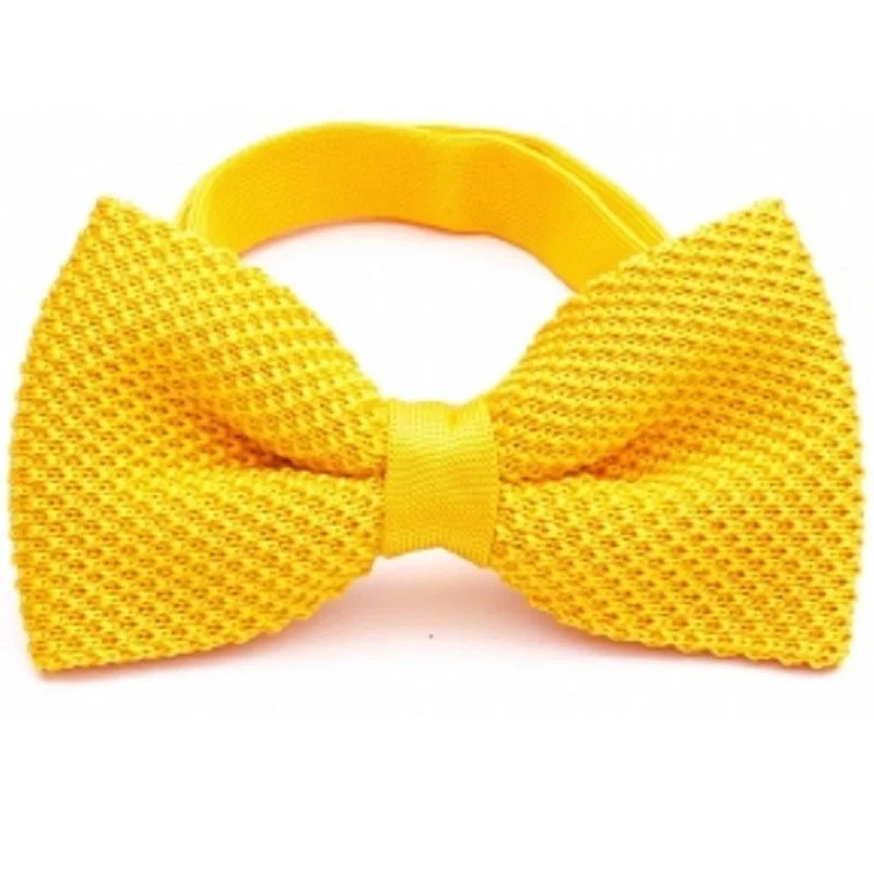 

HOOYI 2019 solid yellow men's Wool bow tie neckties knitted bow ties butterfly