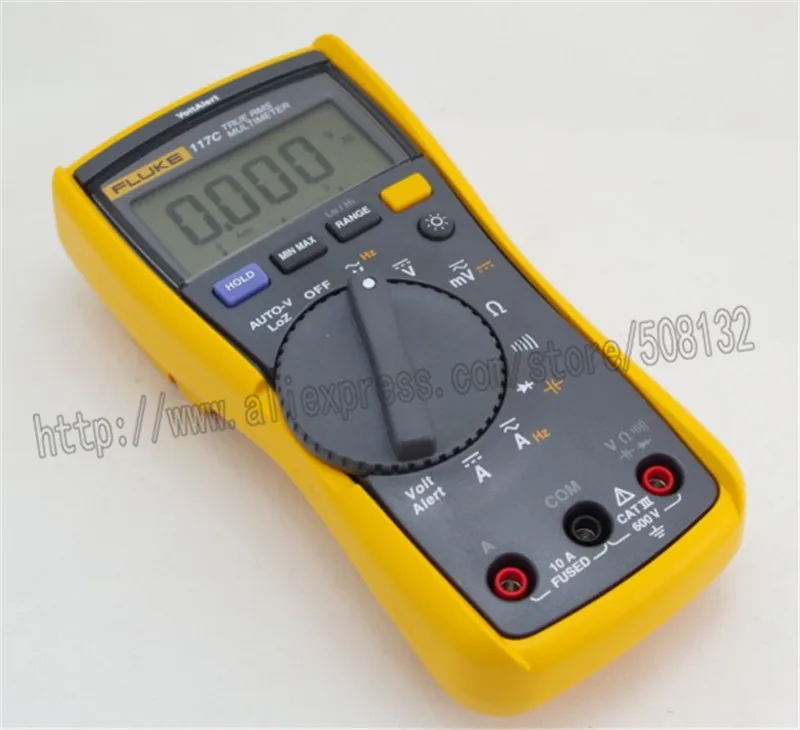 مقياس مزود بإضاءة خلفية متعددة من FLUKE طراز 117C HAVC VoltAlert مقياس مزود بإضاءة خلفية 117 حقيقي RMS FLUKE 117