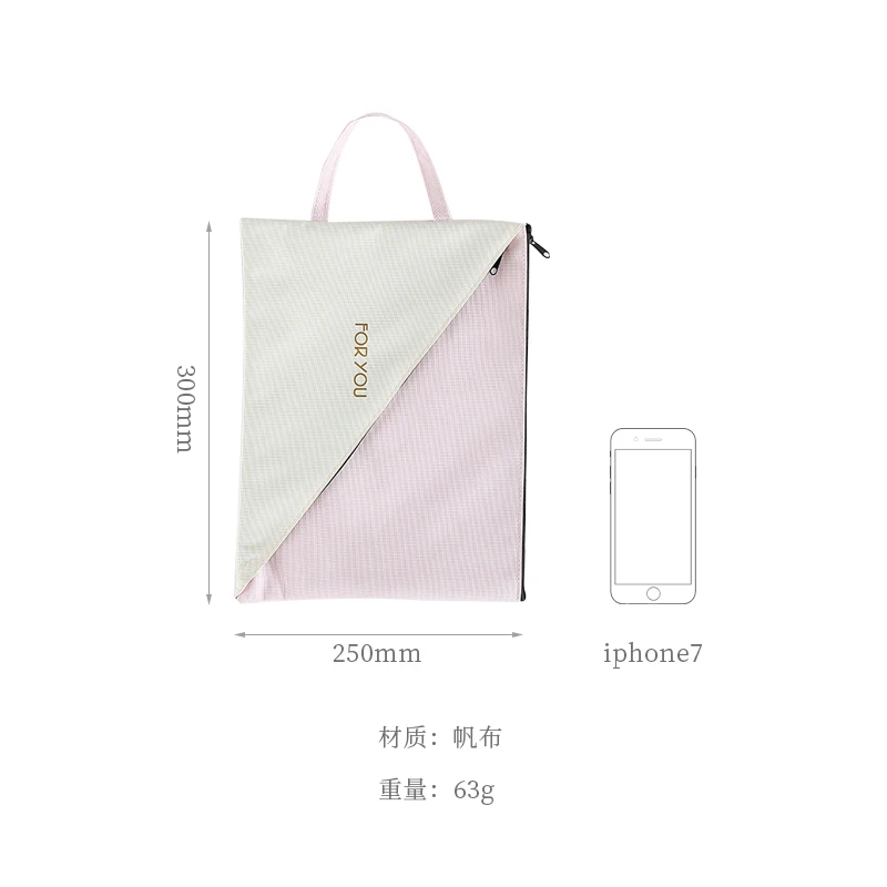 Creative Canvas A4 Zipper document Receive Bags Large Capacity Candy Color oxford cloth File Bag Student Storage Stationery