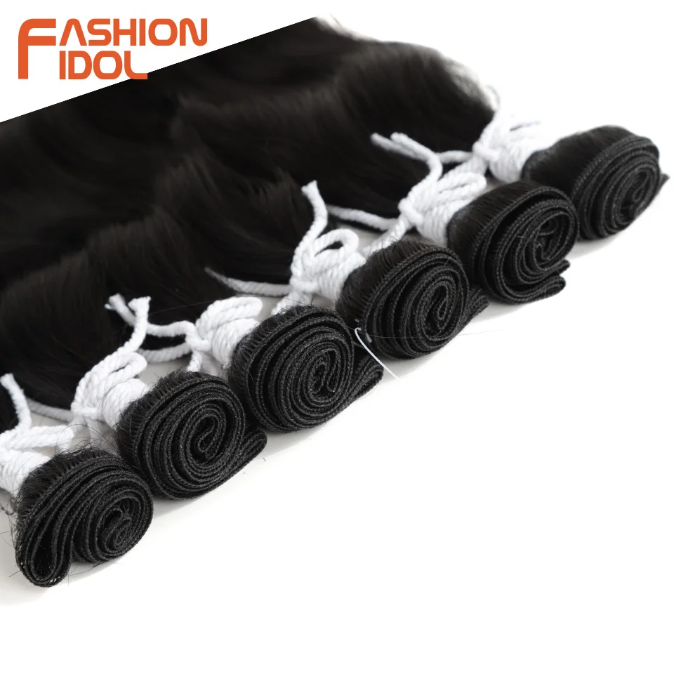 FASHION IDOL-Water Wave Hair Bundles, extensões de cabelo sintético, Ombre Blonde, Fake Hair Weave, Body Wave Fiber, 20 pol, 6PCs