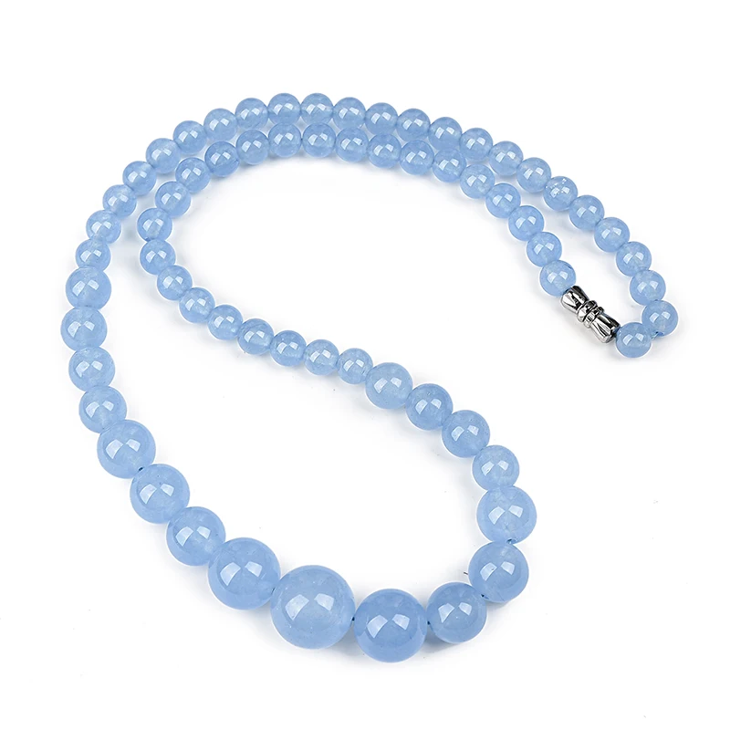 Liked the sea Pure Blue and Round Natural Aquamarine Jasper Necklace 18inch 6-14mm Size For jewelry accessories H116