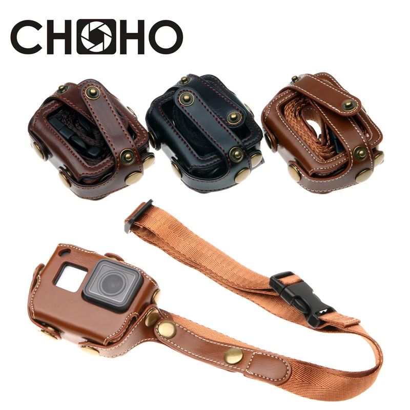 Protective Frame Case Shell Protector Housing Leather + Long Weaving Strap For GoPro Hero 5 6 7 Black New Accessories