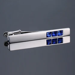 High Quality necktie clip for tie pin for men's gift Blue Crystal tie For Wedding Business Birthday Charm Creative Gifts