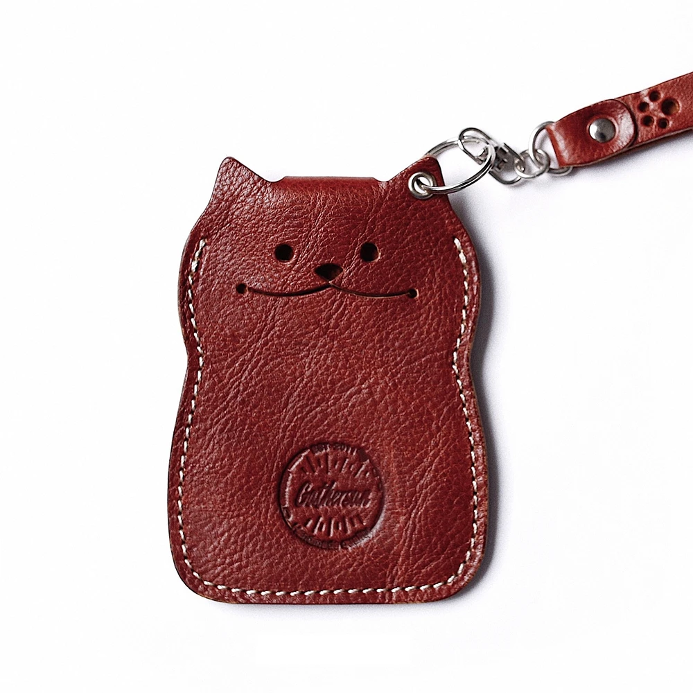Gathersun Leather Credit Card Holder Cat Shape Card Sleeve for Bank Cards Cute Leather ID Card Case