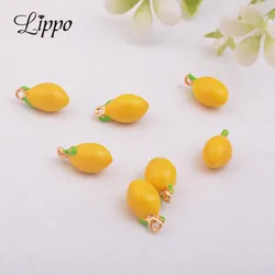 10pcs High Quality Enamelled Lemon Charm Gold Color Fruit Charms 3D handmade Craft Jewelry Making Ornament Decoration
