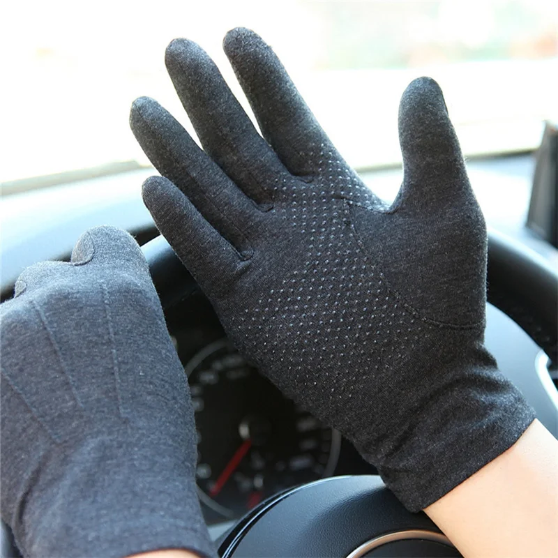 Sun Protection Gloves Men Women Spring Summer Driving Breathable Non-Slip Sweat-Absorbent Cotton Gloves Touch Screen 5-SZ101W1