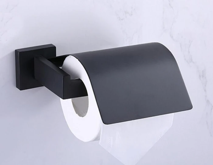 suporte de rolo de papel inoxidavel preto bl909 suporte de rolo para papel higienico caixa de tecido preto fosco 01