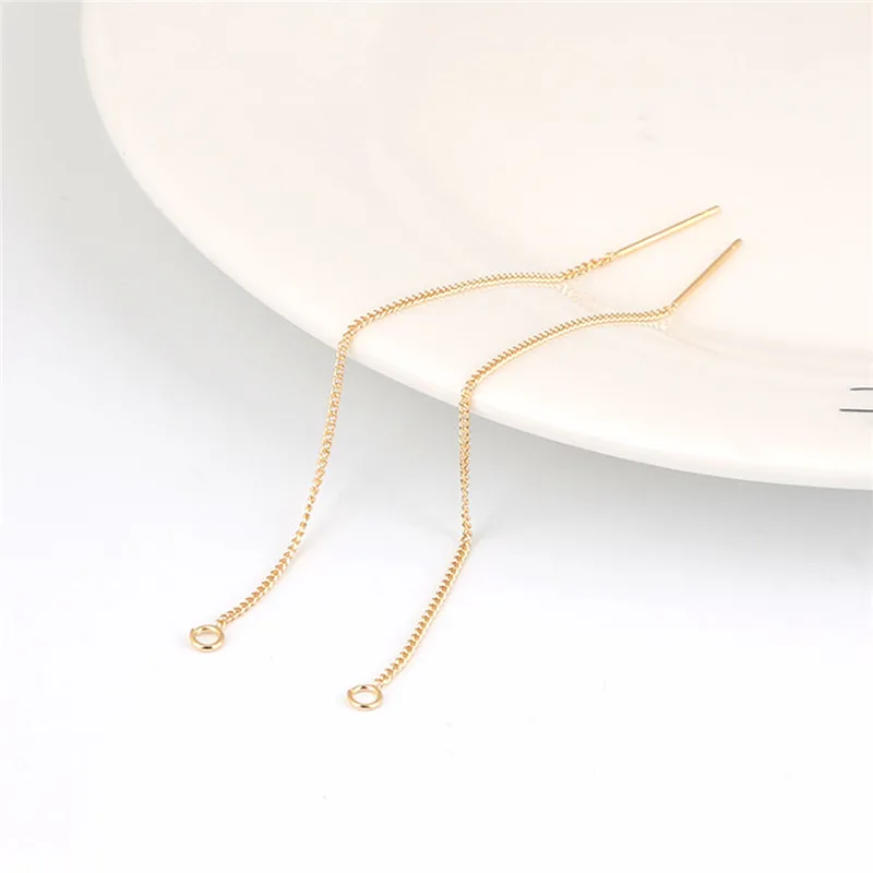 

DIY Fashion Earring Gold Metal Copper Chains 80mm 1-2pcs Charms Pendant For Colthes Jewelry Bracelet Necklace Findings Hole 2mm