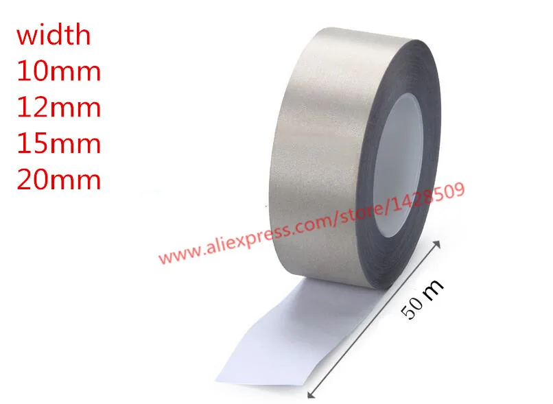 10mm/12mm/15mm/20mm*50m Silver Conductive Fabric Cloth Tape LCD EMI  Anti-Radiation shield double-sided Silver grey tape