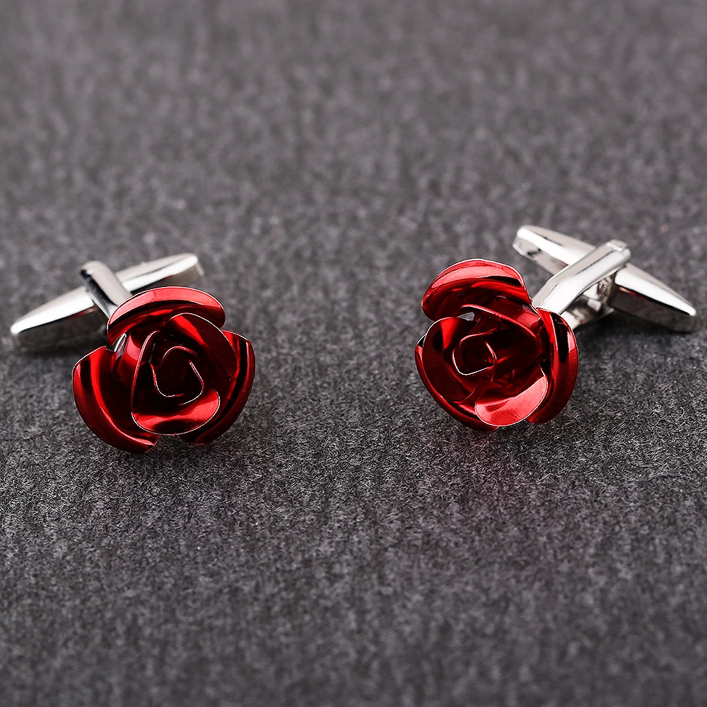 KFLK brand men\'s shirt cuff button The red rose cufflinks wedding gift button 2018 new products guests