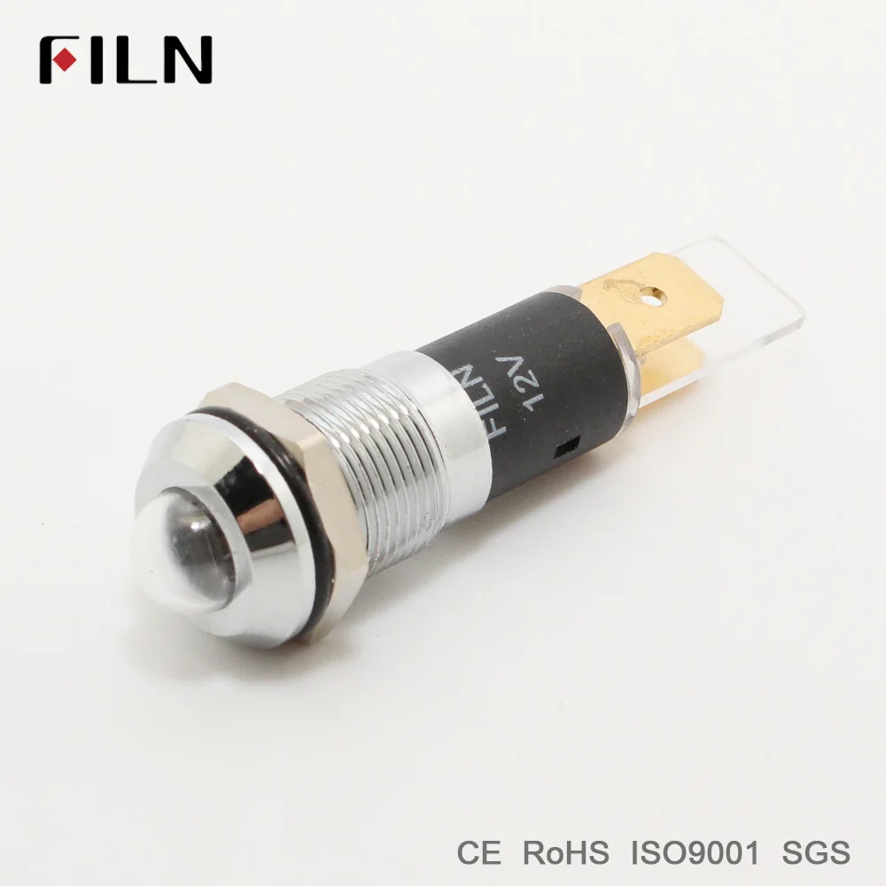 FILN kim loại pilot đèn pilot chỉ số tín hiệu đèn 10 mét đỏ vàng xanh xanh trắng 12 v 24 v 110 v led