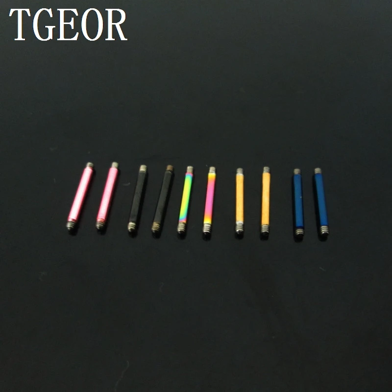 

Hot wholesale body jewelry parts 50pcs 1.2*8mm mixed 5 colors stainless steel piercing straight shaft free shipping