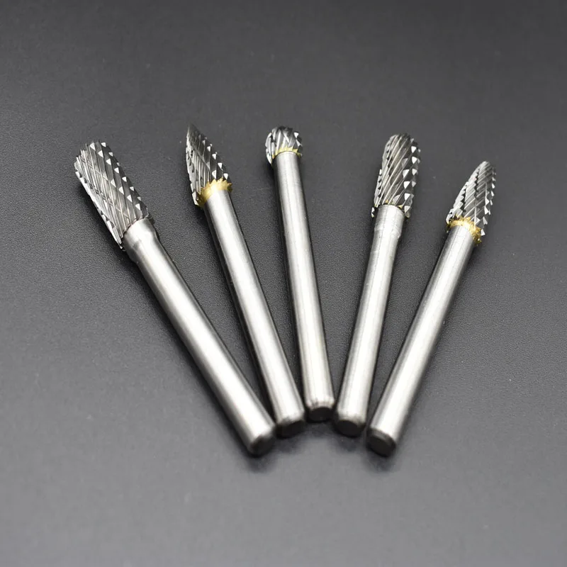 5Pc /Set 8MM Head Tungsten Carbide Rotary Point Burr Die Grinder 6mm Shank Abrasive Tool Drill Carving Bit