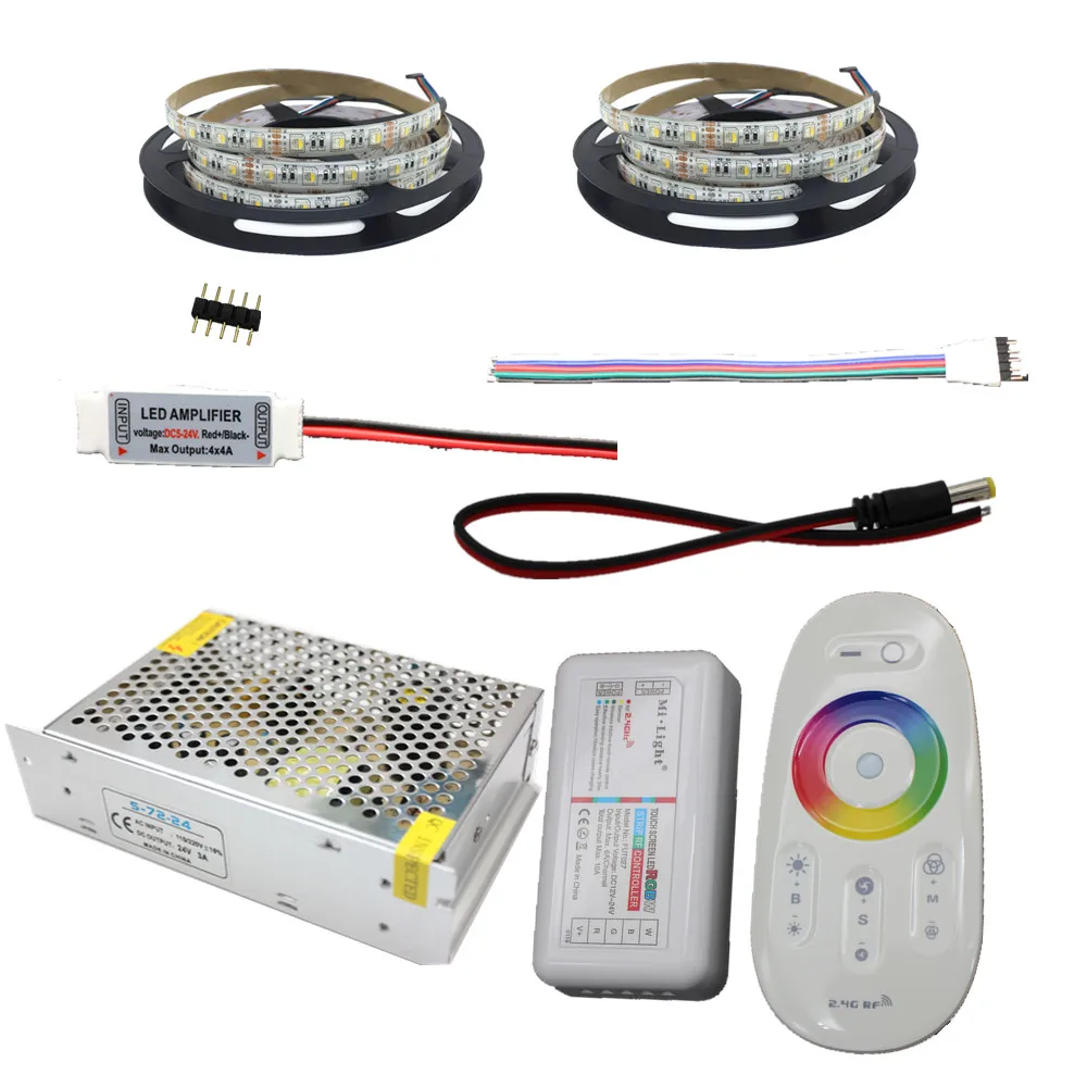 4 in 1 LED Strip set 10m 15m 20m 12V  RGBW Waterproof 5050 Flexible 300LED strip IP65 diode tape LED Rope Ribbons Amplifier Kit