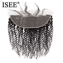 ISEE HAIR Mongolian Kinky Curly Lace Frontal Closure 13*4 Lace Hair Extension Remy 100% Human Hair Nature Color